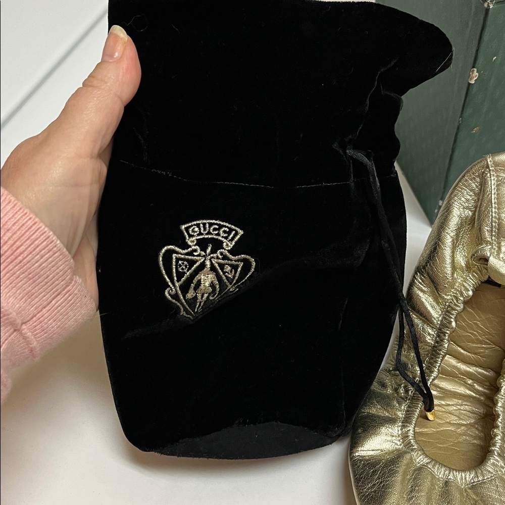 RARE Gucci Gold calfskin metallic Flats - Picture 3 of 15